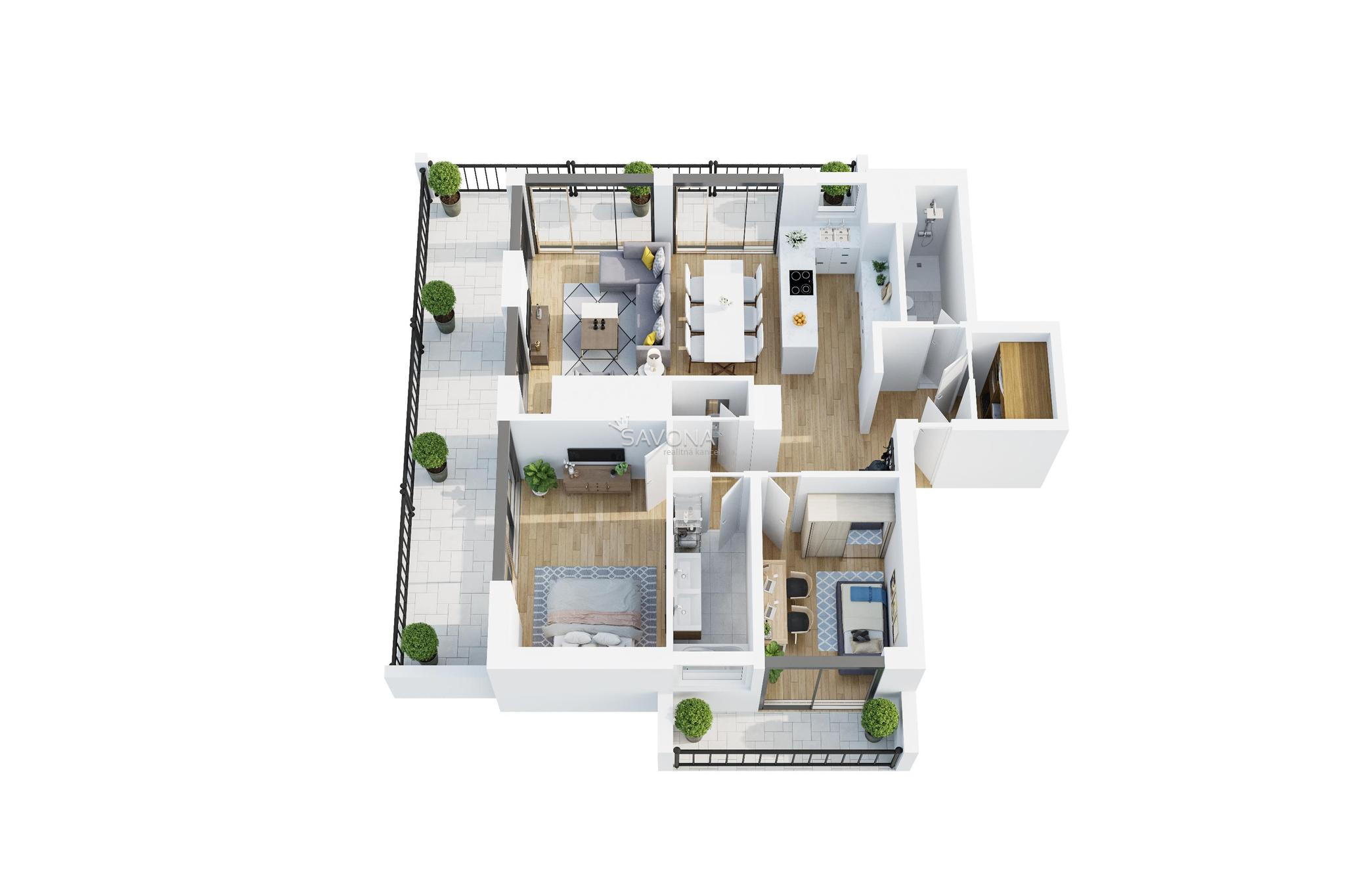 PREDANÝ / 3 izbový byt  LUNA RESIDENCE | s terasou 165 m2