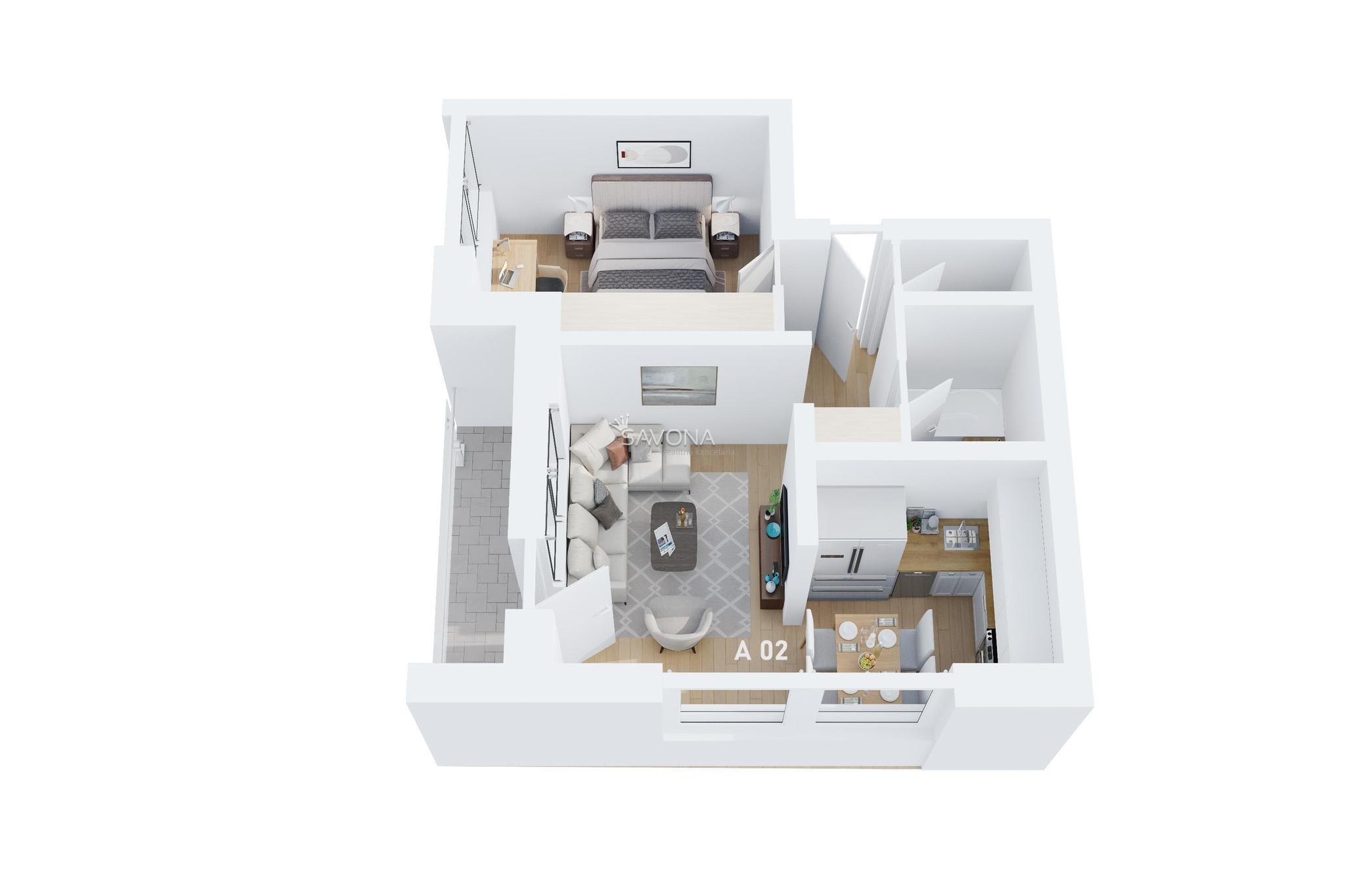 LUNA RESIDENCE | 2 izbový byt A 02 - 57,5 m2